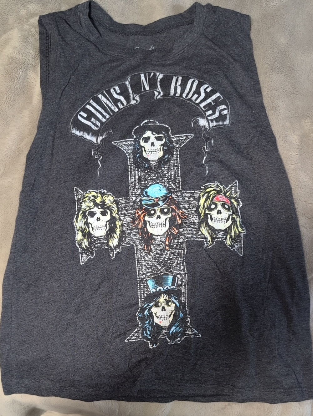 Bravado Dark Gray Guns N' Roses Skull Cross Tank